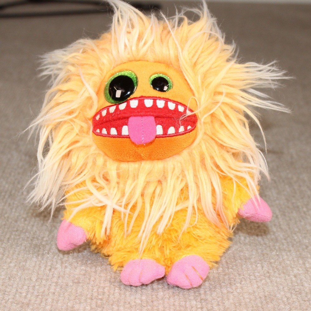 Ty Plopsy Frizzys Orange Monster Plush Shaggy Hair Glitter Eyes 6 Inch